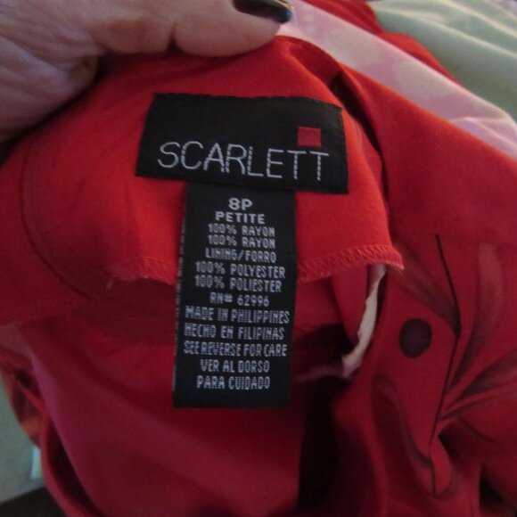 Vintage New w Tags, Scarlett Red Maxi Dress w Slits Tie Back Rayon Dress, Sz 8P - Picture 9 of 9